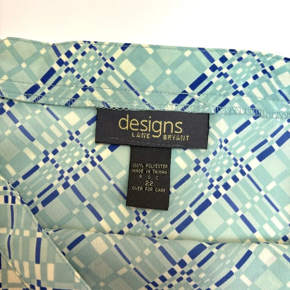 Designs Lane Bryant Blue Geometric Print Midi Wrap Skirt with Matching Scarf -22 - Picture 10 of 11